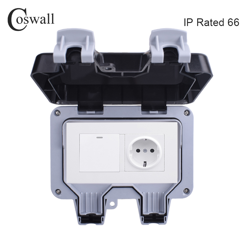 Coswall IP66 Chống Chịu Thời T - đánh giá và giá Outdoor Power Outlet Waterproof