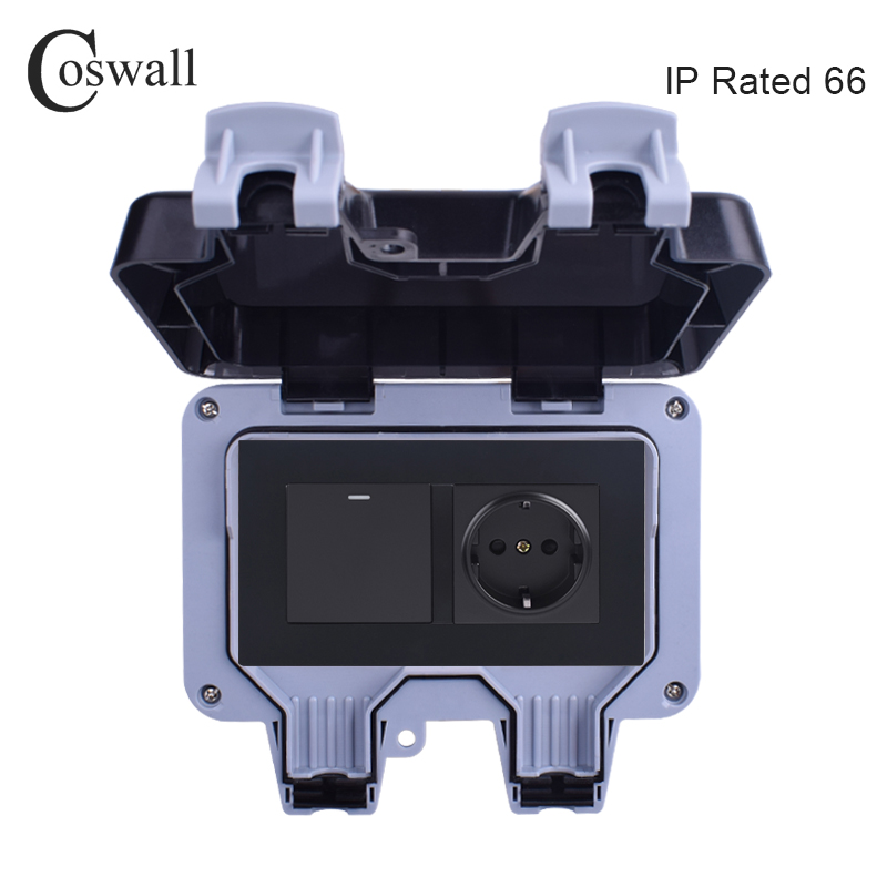 Coswall IP66 Chống Chịu Thời T - đánh giá và giá Outdoor Power Outlet Waterproof